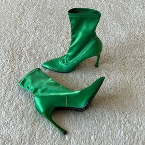 Zara green sock heels